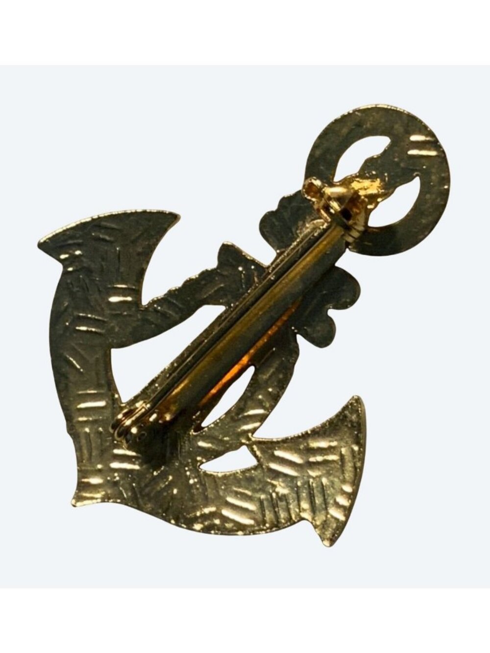 Anchor Enamel Cloisonné Pin Brooch Floral Design Gold Tone Nautical Accessory - Picture 11 of 12